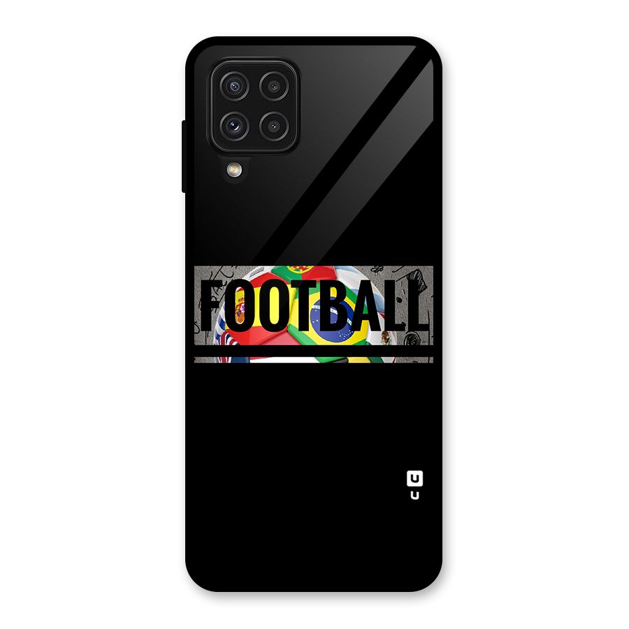 Football Typography Glass Back Case for Galaxy A22 4G