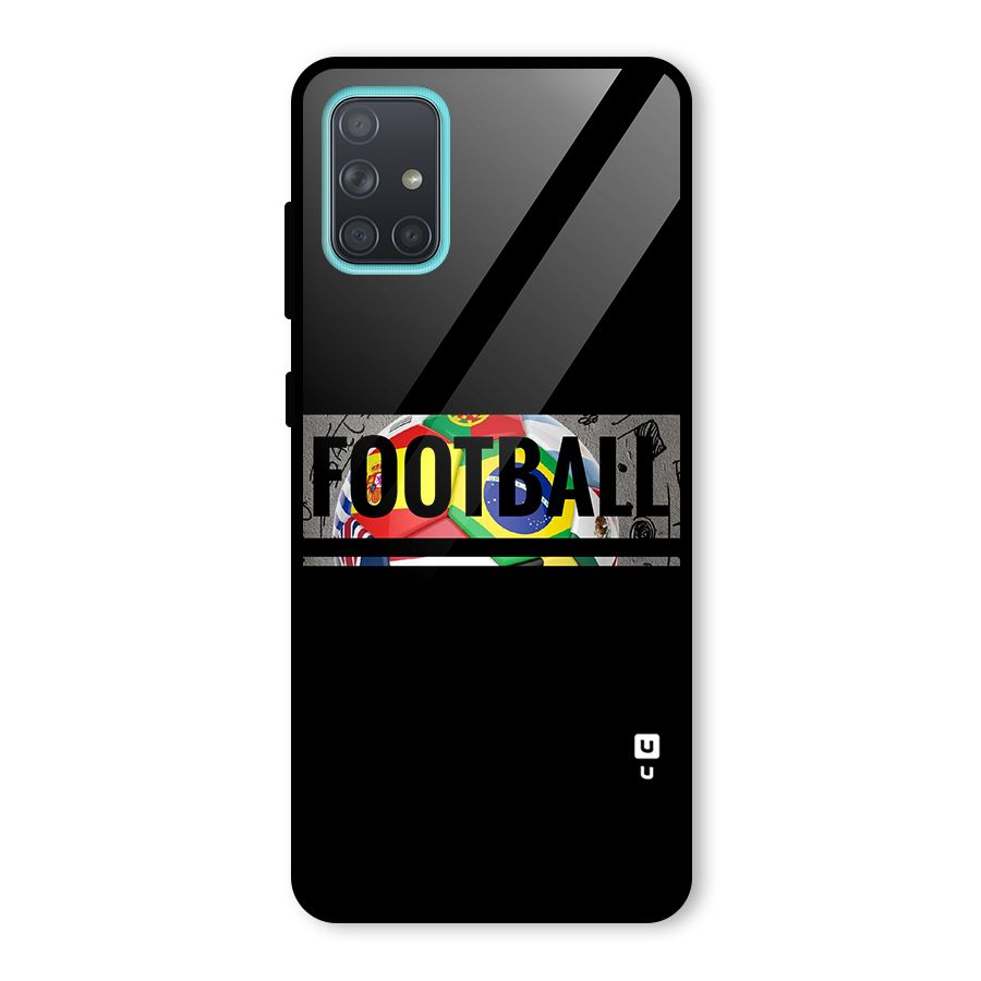 Football Typography Glass Back Case for Galaxy A71
