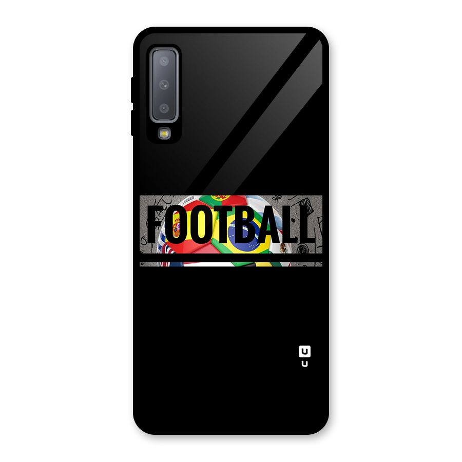 Football Typography Glass Back Case for Galaxy A7 (2018)