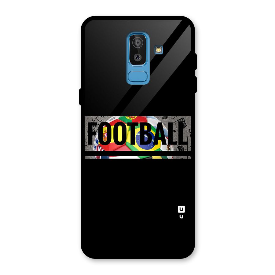 Football Typography Glass Back Case for Galaxy J8