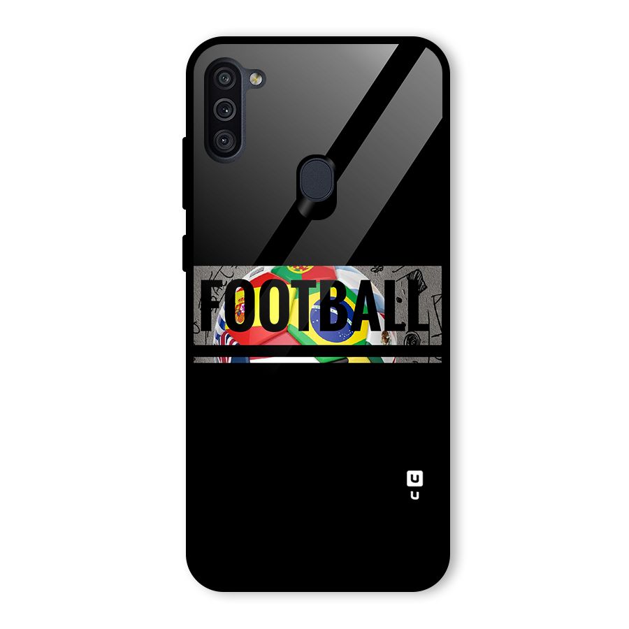 Football Typography Glass Back Case for Galaxy M11