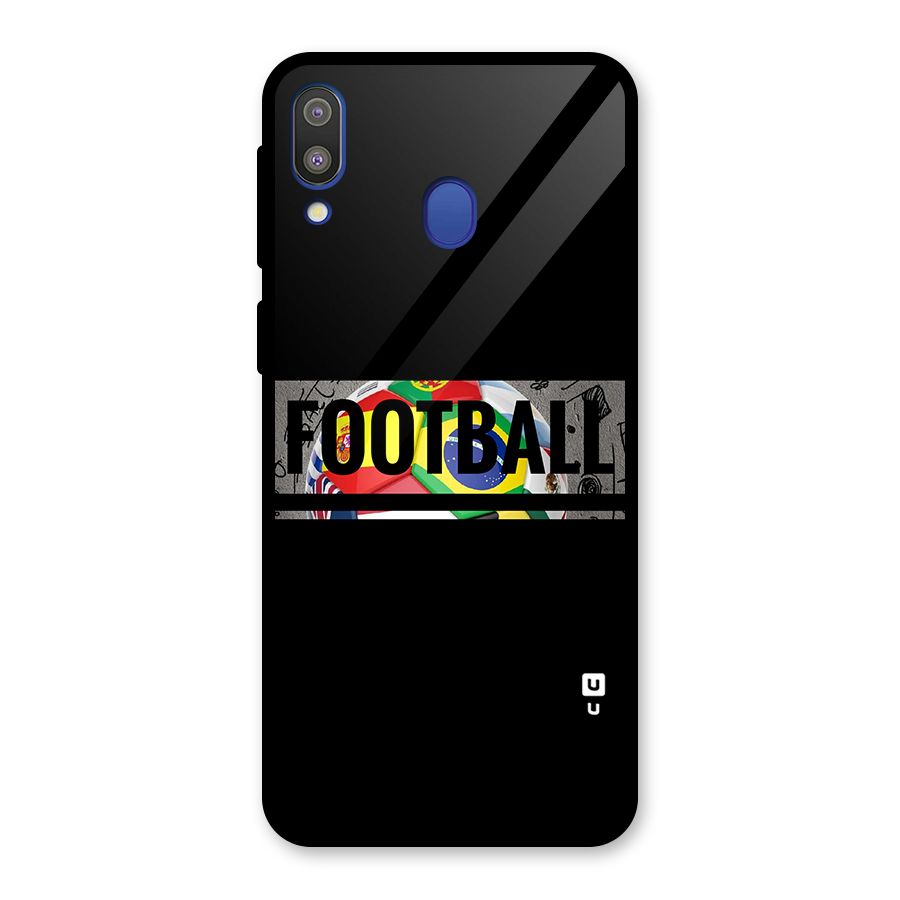 Football Typography Glass Back Case for Galaxy M20