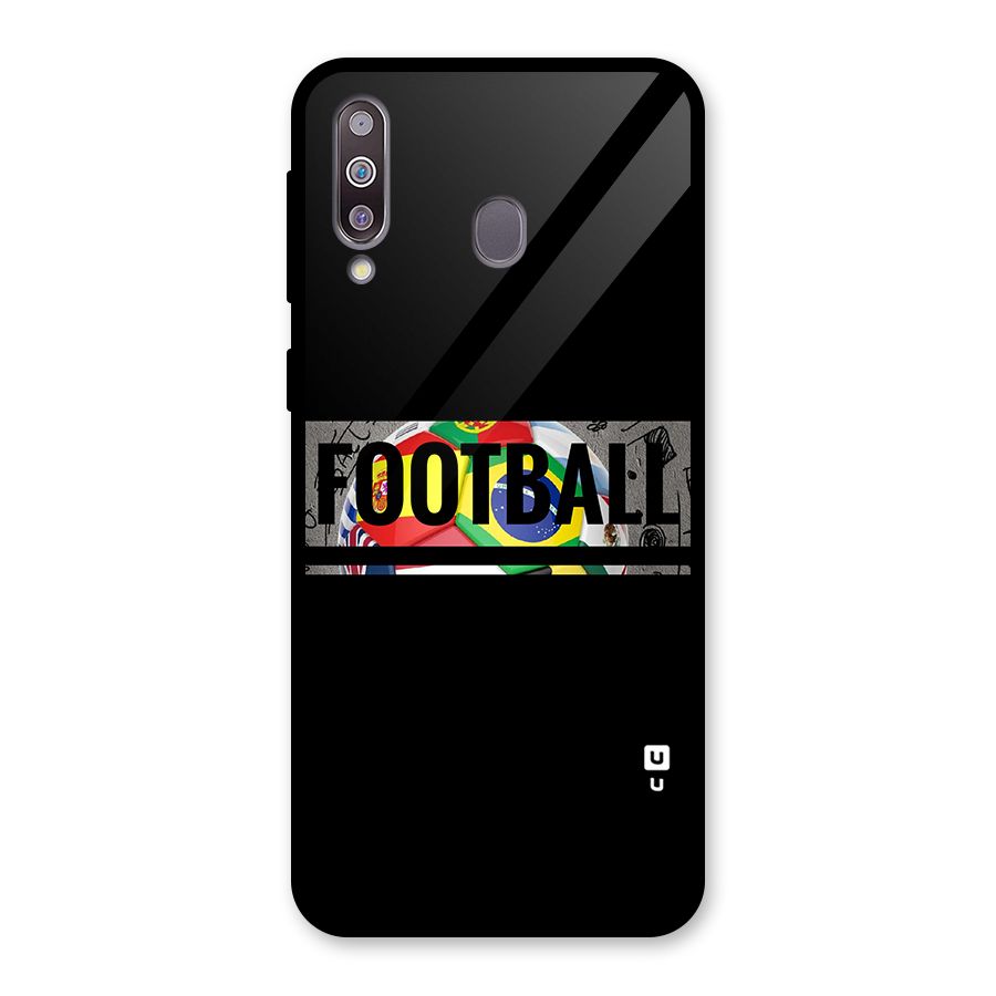Football Typography Glass Back Case for Galaxy M30