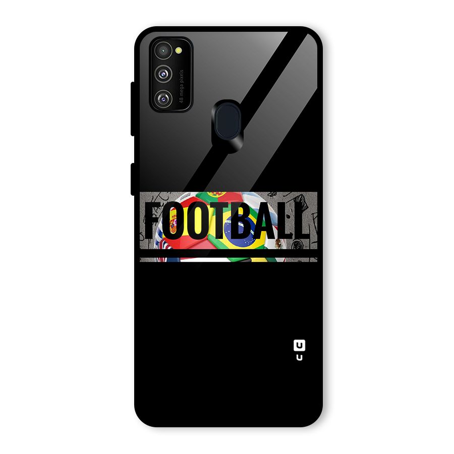 Football Typography Glass Back Case for Galaxy M30s
