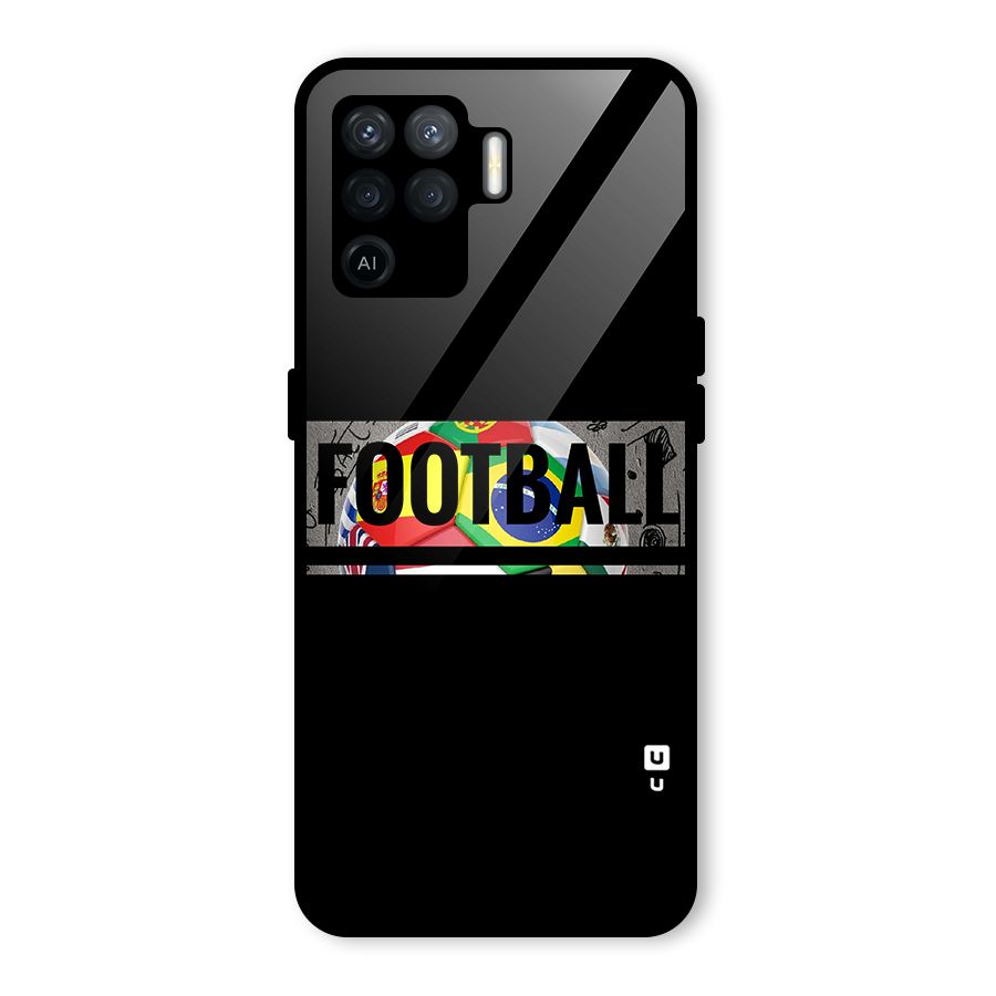 Football Typography Glass Back Case for Oppo F19 Pro