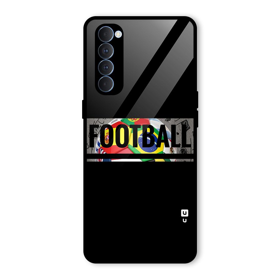 Football Typography Glass Back Case for Oppo Reno4 Pro