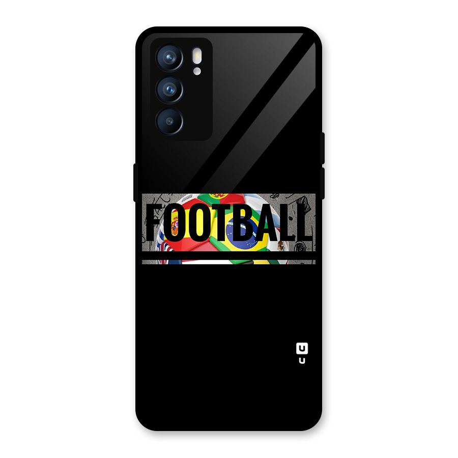 Football Typography Glass Back Case for Oppo Reno6 5G