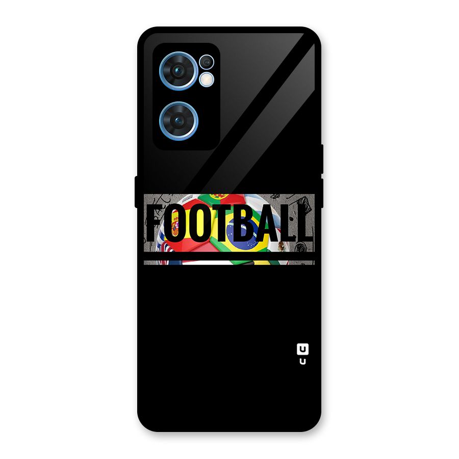 Football Typography Glass Back Case for Oppo Reno7 5G
