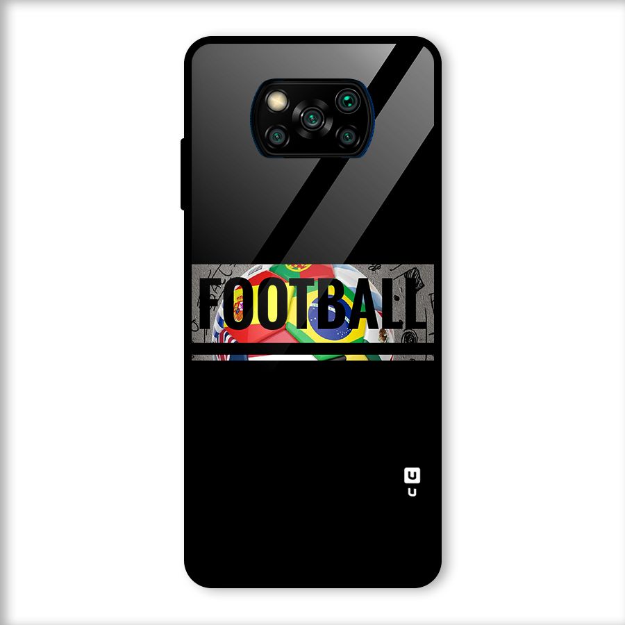 Football Typography Glass Back Case for Poco X3