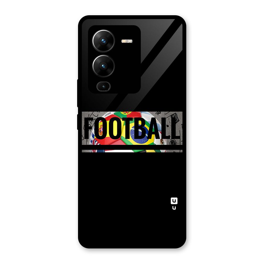 Football Typography Glass Back Case for Vivo V25 Pro
