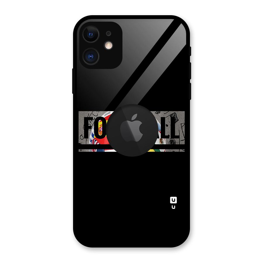 Football Typography Glass Back Case for iPhone 11 Logo Cut