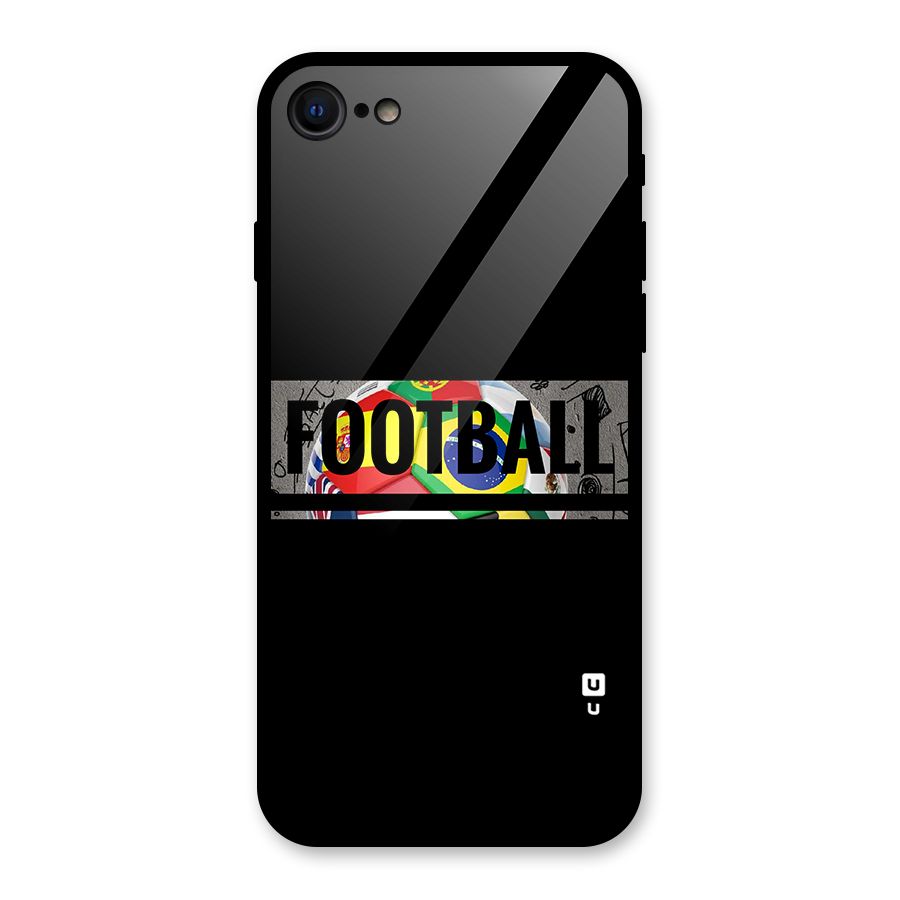 Football Typography Glass Back Case for iPhone SE 2022