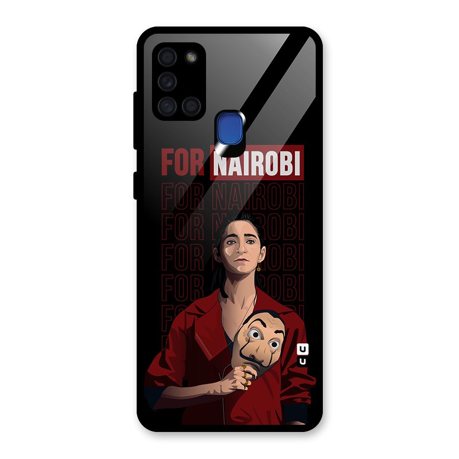 For Nairobi Money Heist Glass Back Case for Galaxy A21s