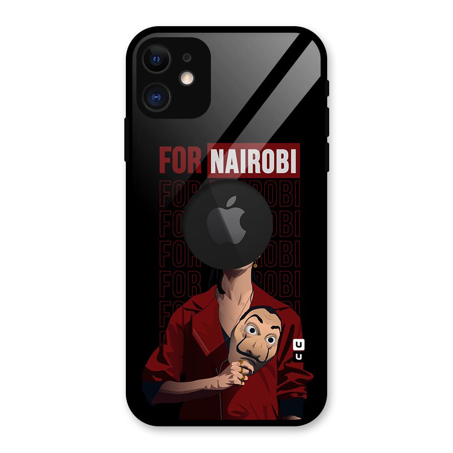 For Nairobi Money Heist Glass Back Case for iPhone 11 Logo Cut