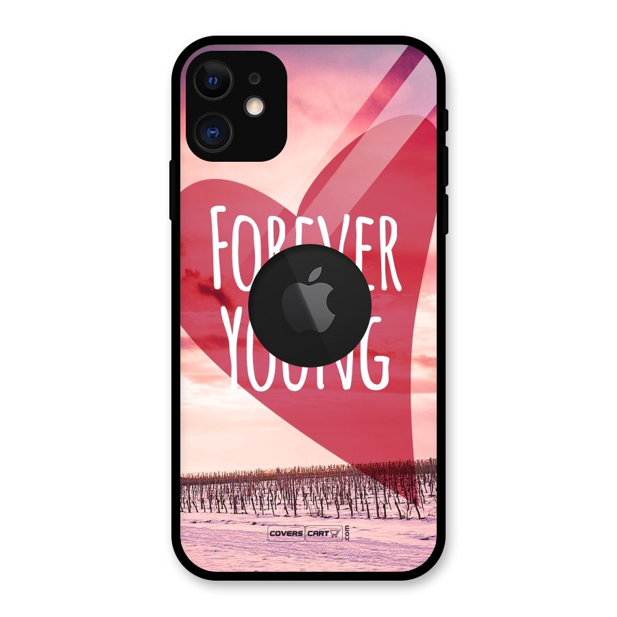 Forever Young Glass Back Case for iPhone 11 Logo Cut
