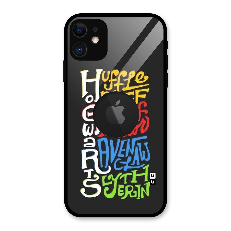 Four Colored Homes Glass Back Case for iPhone 11 Logo Cut