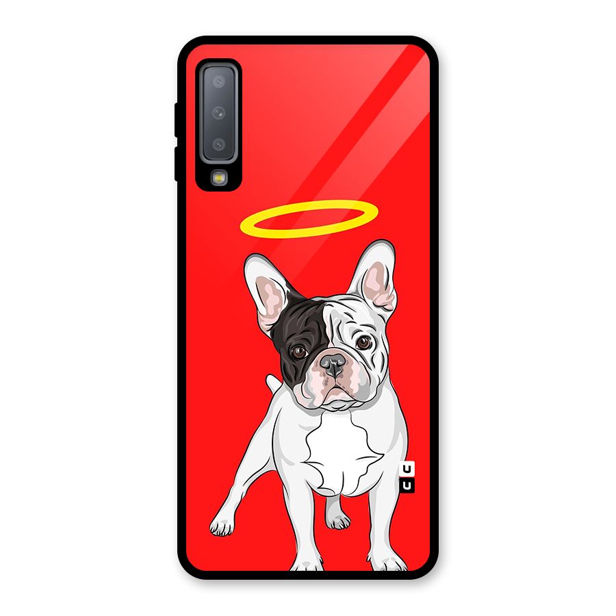 French Cute Angel Doggo Glass Back Case for Galaxy A7 (2018)