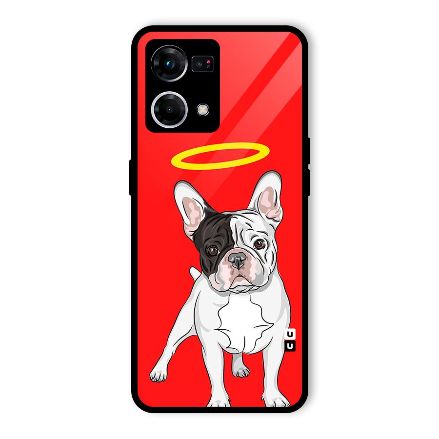 French Cute Angel Doggo Glass Back Case for Oppo F21 Pro 5G
