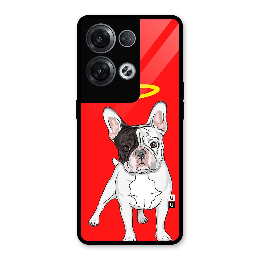 French Cute Angel Doggo Glass Back Case for Oppo Reno8 Pro 5G