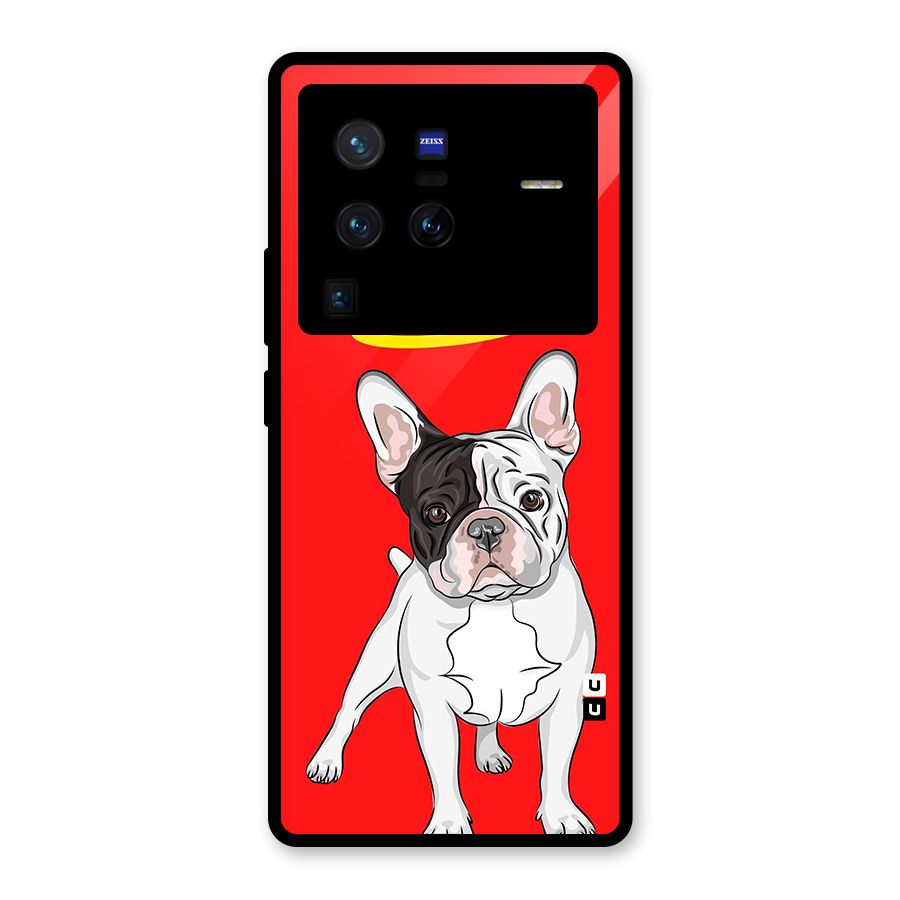 French Cute Angel Doggo Glass Back Case for Vivo X80 Pro