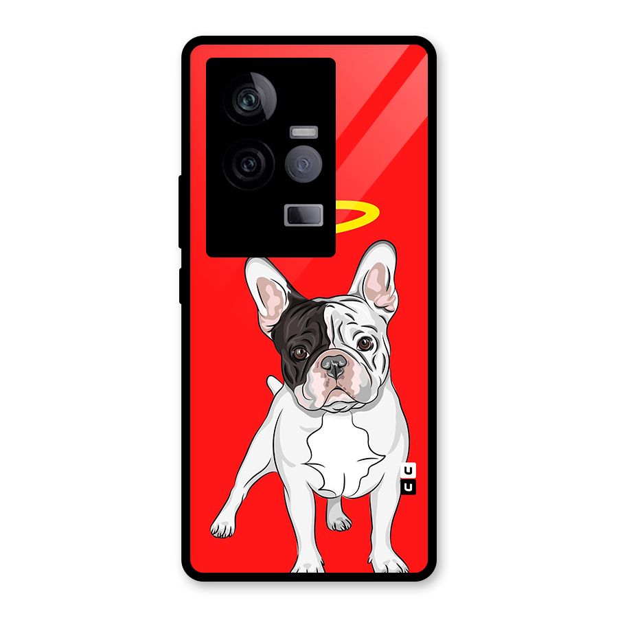 French Cute Angel Doggo Glass Back Case for Vivo iQOO 11 5G