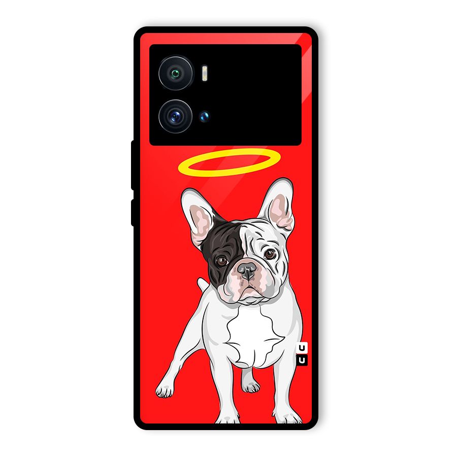 French Cute Angel Doggo Glass Back Case for Vivo iQOO 9 Pro
