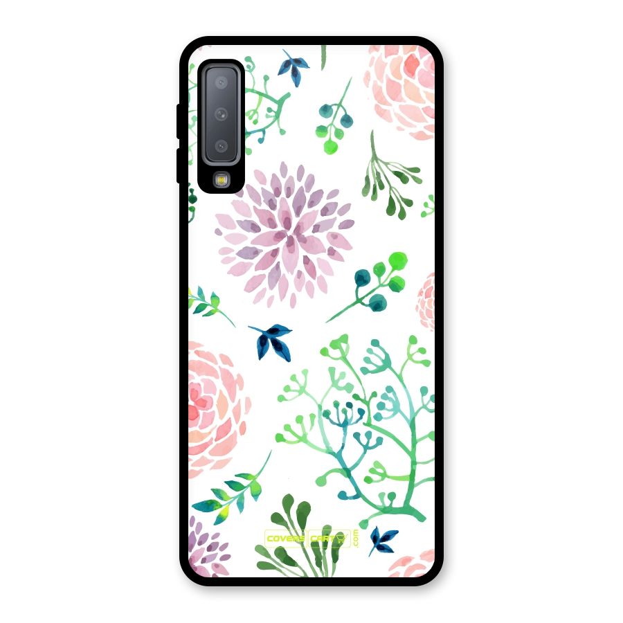 Fresh Floral Glass Back Case for Galaxy A7 (2018)