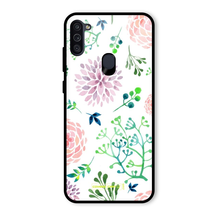 Fresh Floral Glass Back Case for Galaxy M11