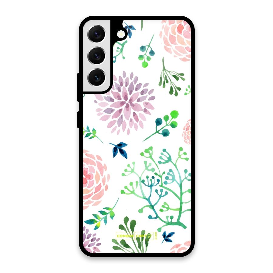 Fresh Floral Glass Back Case for Galaxy S22 Plus 5G