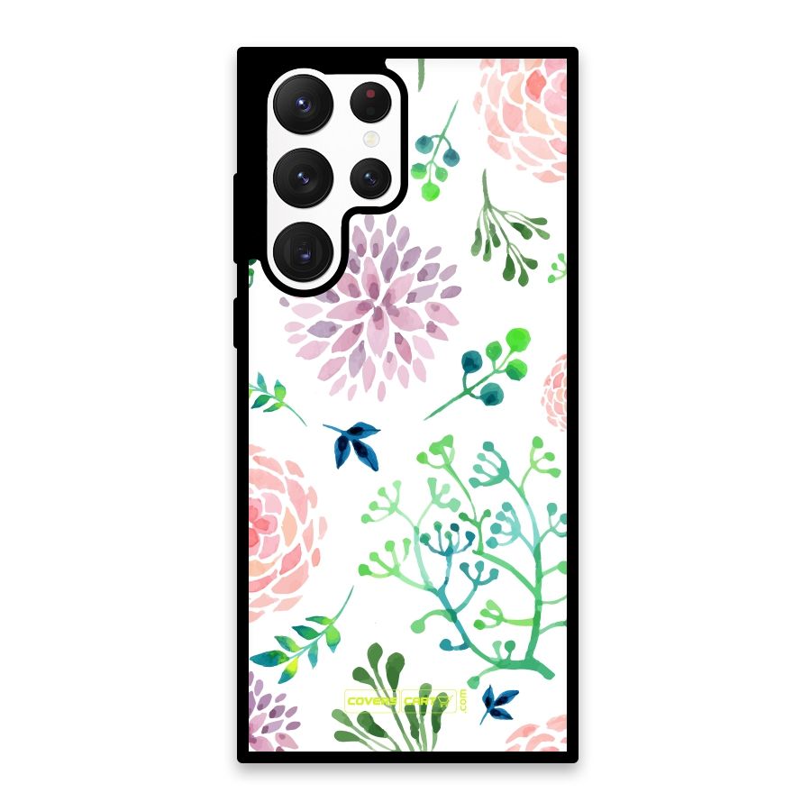 Fresh Floral Glass Back Case for Galaxy S22 Ultra 5G