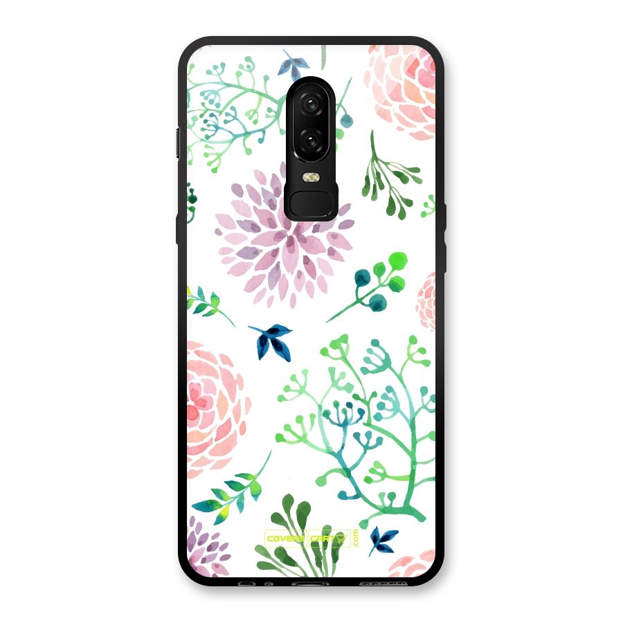 Fresh Floral Glass Back Case for OnePlus 6