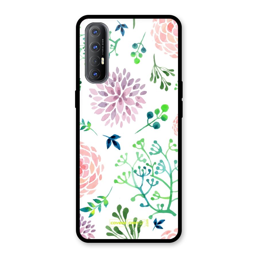 Fresh Floral Glass Back Case for Oppo Reno3 Pro