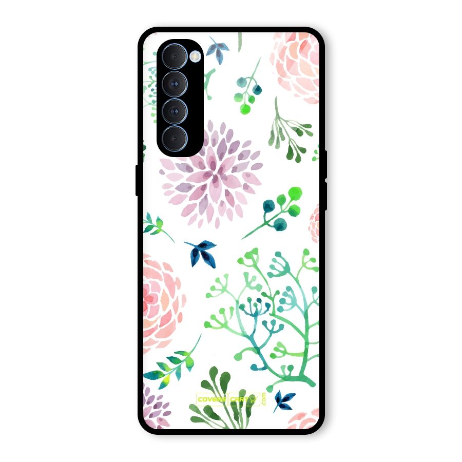 Fresh Floral Glass Back Case for Oppo Reno4 Pro