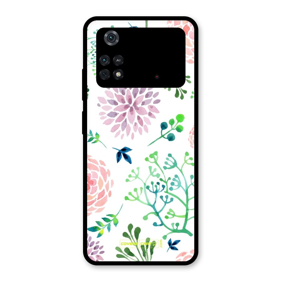 Fresh Floral Glass Back Case for Poco M4 Pro 4G