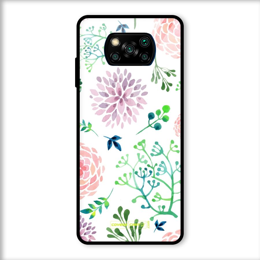 Fresh Floral Glass Back Case for Poco X3