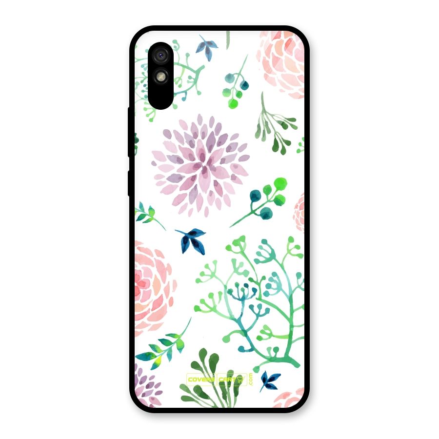 Fresh Floral Glass Back Case for Redmi 9i