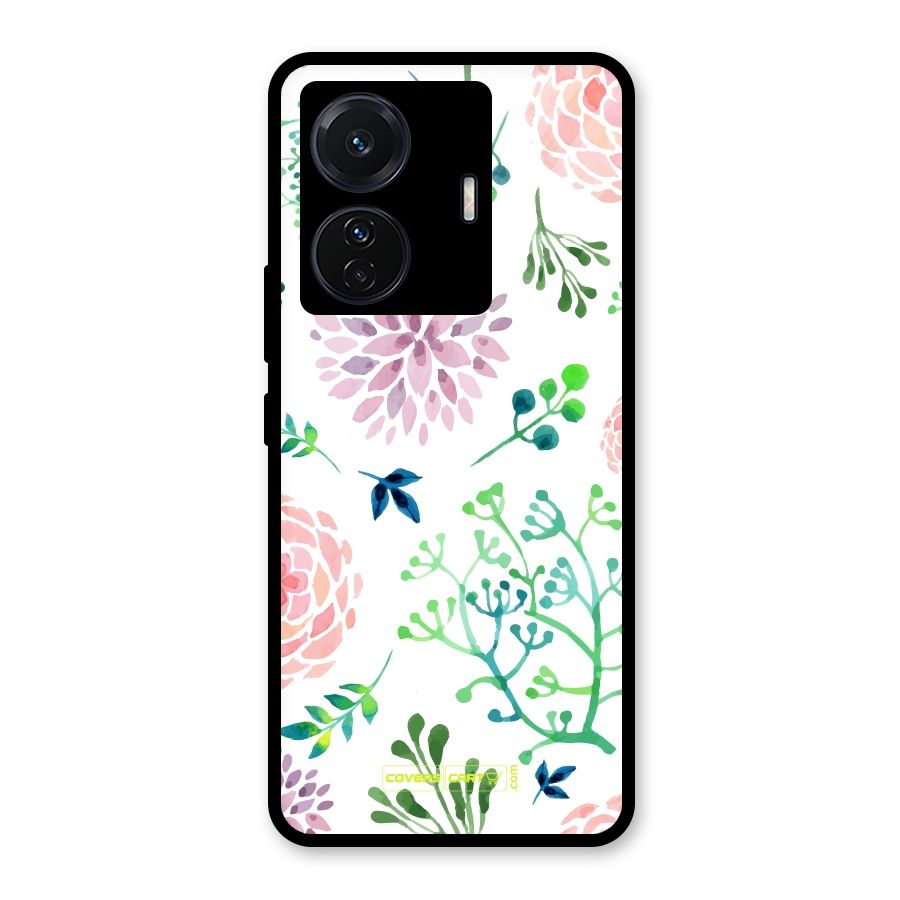 Fresh Floral Glass Back Case for Vivo T1 Pro