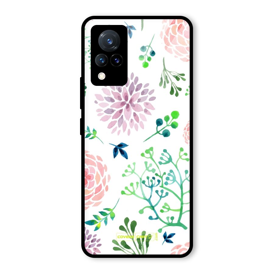 Fresh Floral Glass Back Case for Vivo V21 5G