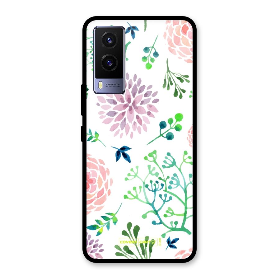 Fresh Floral Glass Back Case for Vivo V21e 5G