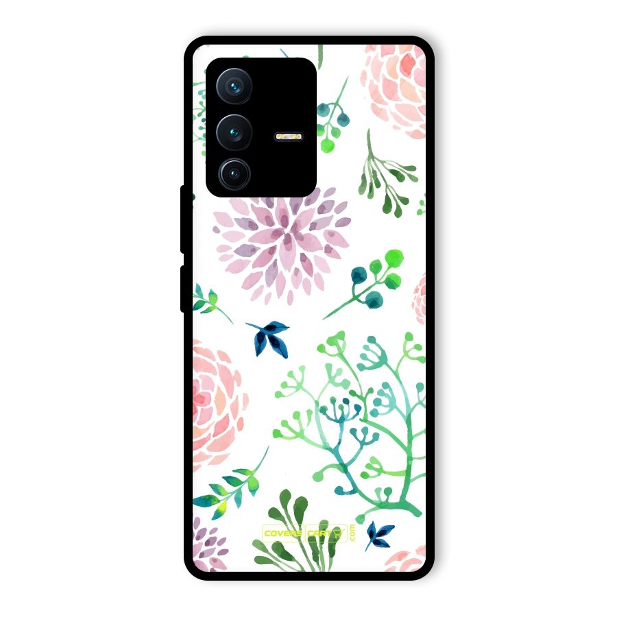 Fresh Floral Glass Back Case for Vivo V23 Pro