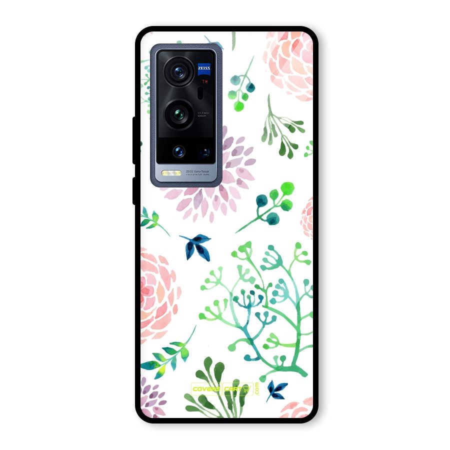 Fresh Floral Glass Back Case for Vivo X60 Pro Plus