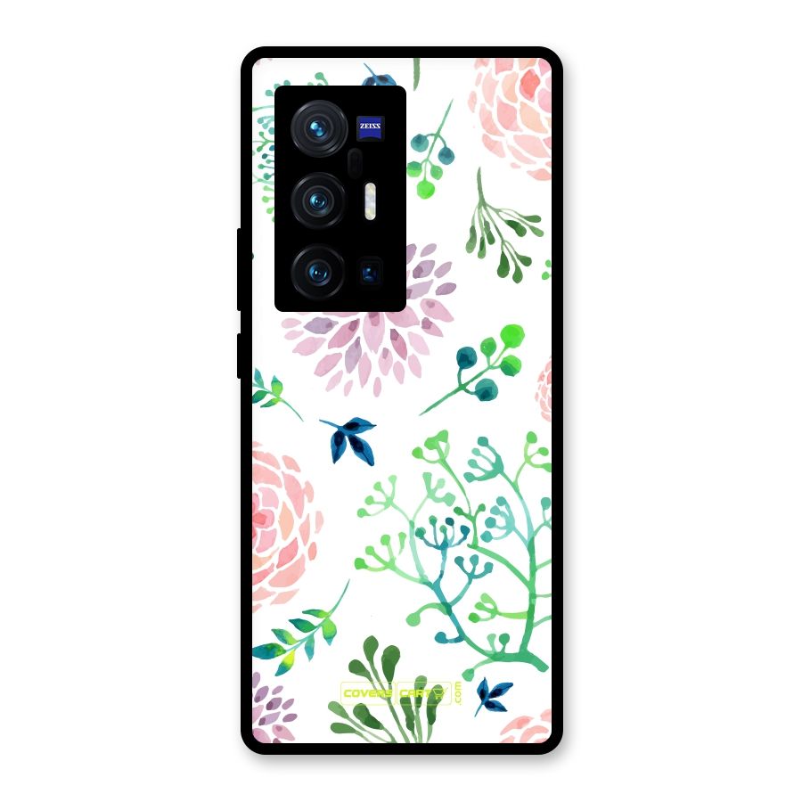Fresh Floral Glass Back Case for Vivo X70 Pro Plus