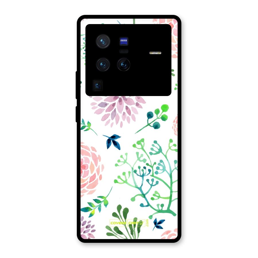 Fresh Floral Glass Back Case for Vivo X80 Pro
