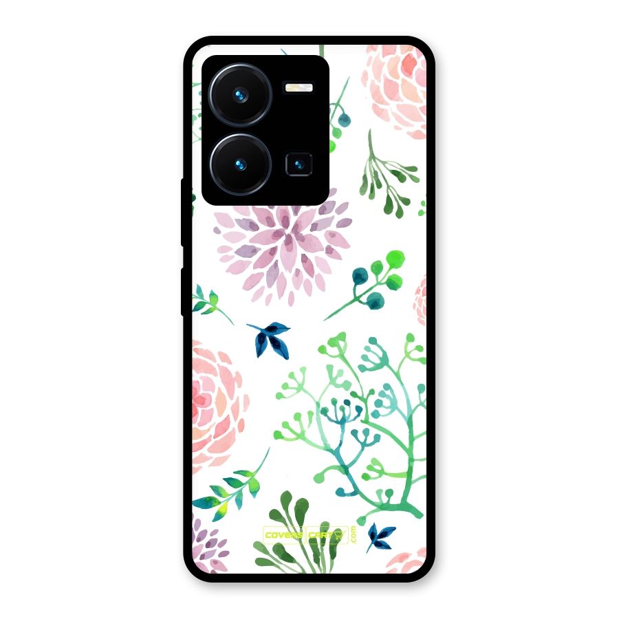 Fresh Floral Glass Back Case for Vivo Y35