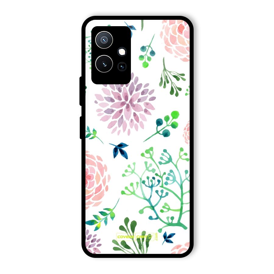 Fresh Floral Glass Back Case for Vivo Y75 5G