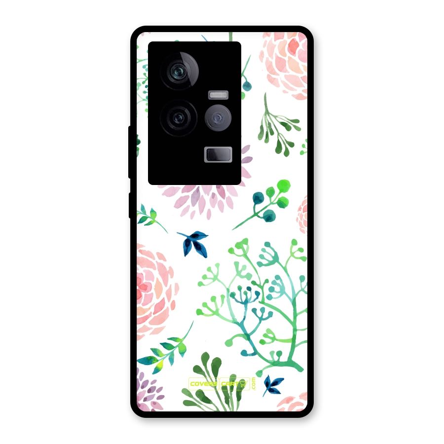 Fresh Floral Glass Back Case for Vivo iQOO 11 5G