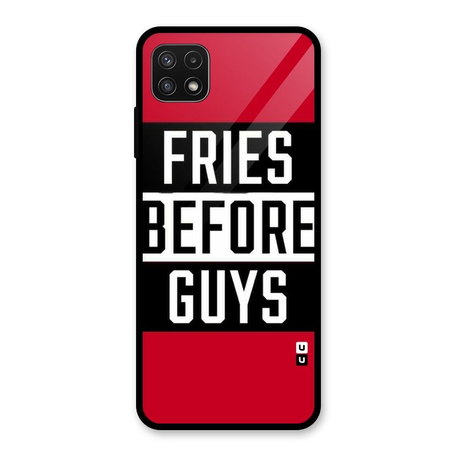 Fries Love Stripes Glass Back Case for Galaxy A22 5G