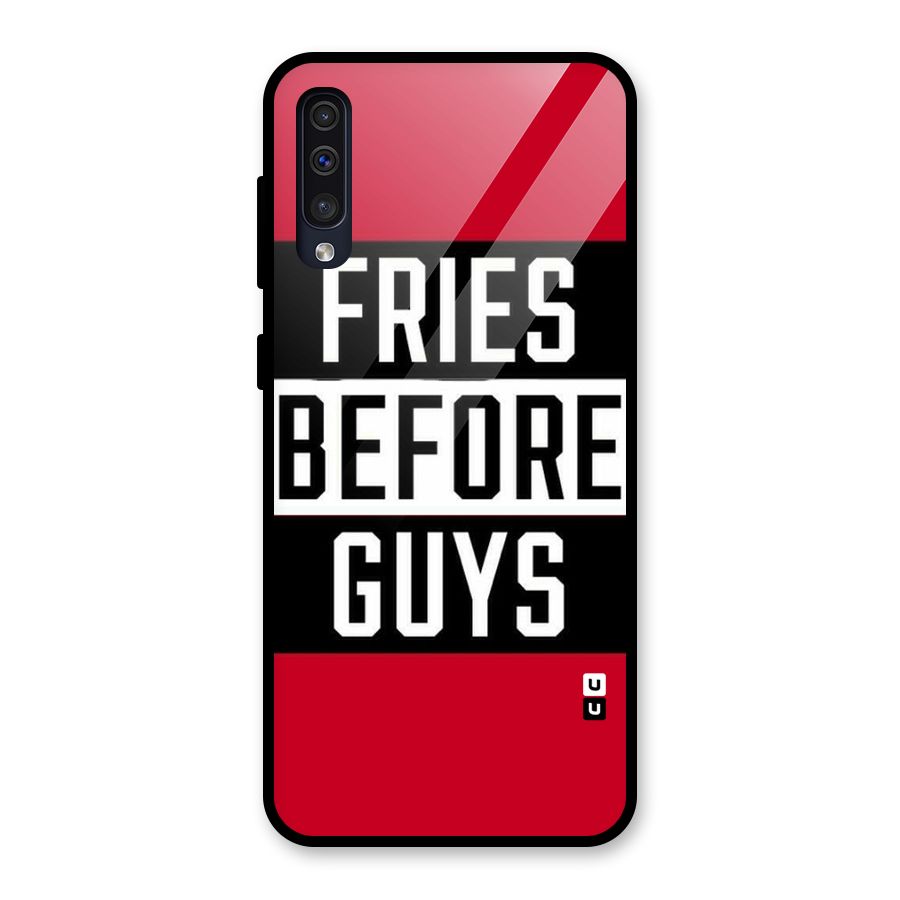 Fries Love Stripes Glass Back Case for Galaxy A50