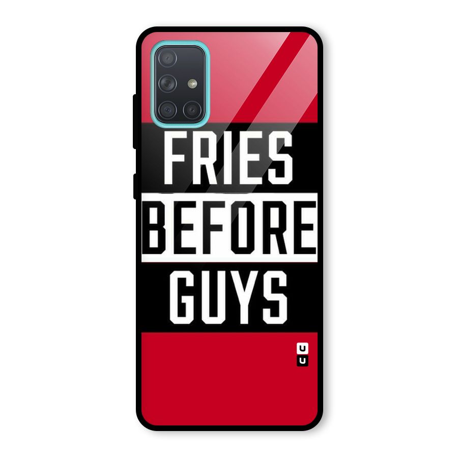 Fries Love Stripes Glass Back Case for Galaxy A71