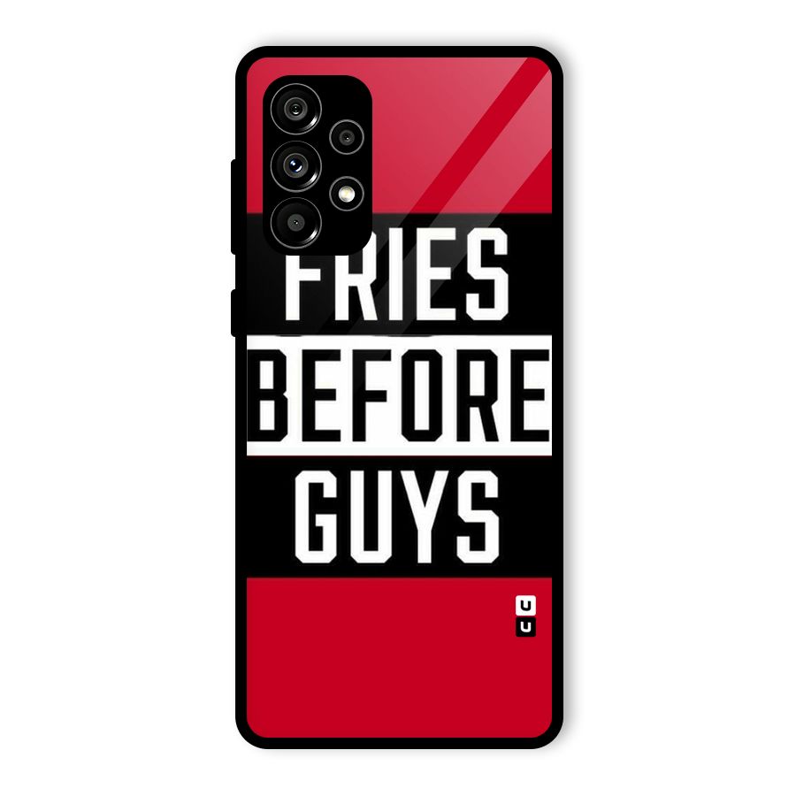 Fries Love Stripes Glass Back Case for Galaxy A73 5G